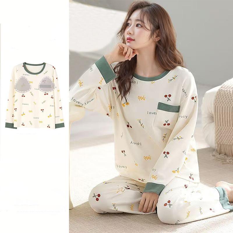 

Long Sleeve Pajamas Suits Women Spring Autumn Sports Suit Sleepwear Casual Loose Winter Home Wear Plus Size Pullover Cotton 3XL