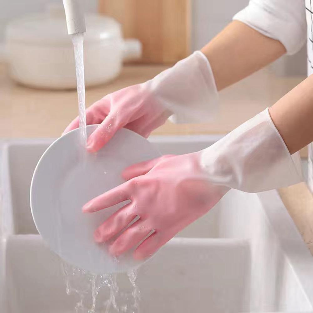 3 Pairs Non-Slip Texture Kitchen Cleaning Gloves Household Rubber Gloves  Dishwashing