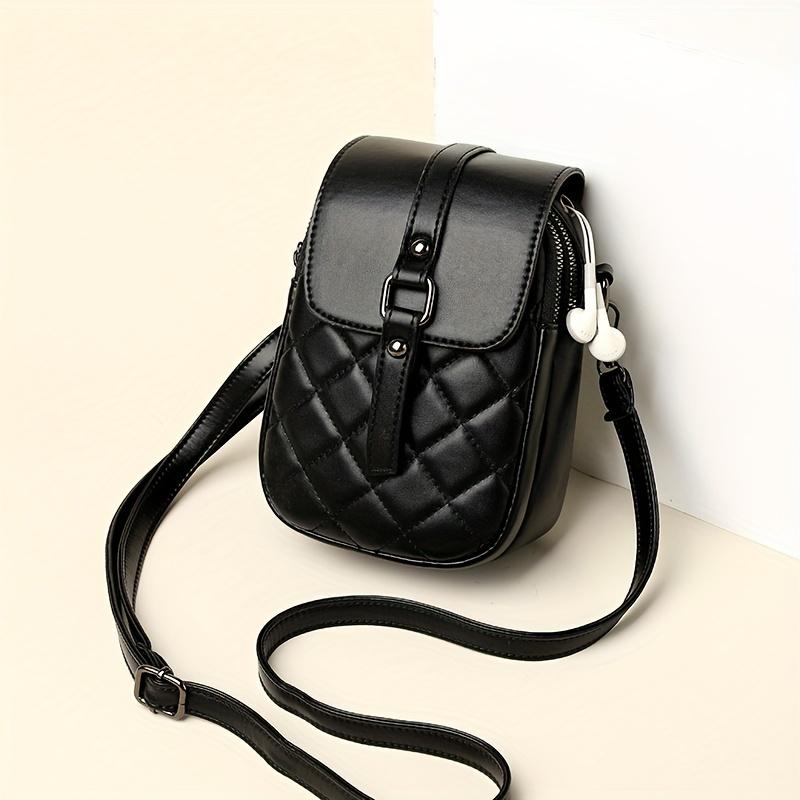 1Pc  Ladies Mini Crossbody Bag - Adjustable Shoulder Strap, Multi-compartment Design, Zipper Closure, Polyester Lining, Black Daily Bag,