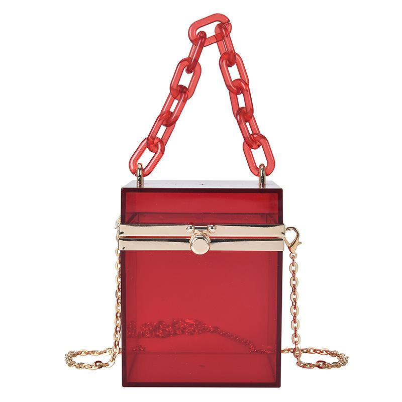 2025 summer Korean version acrylic transparent box chain small square bag portable shoulder messenger women's bag portable