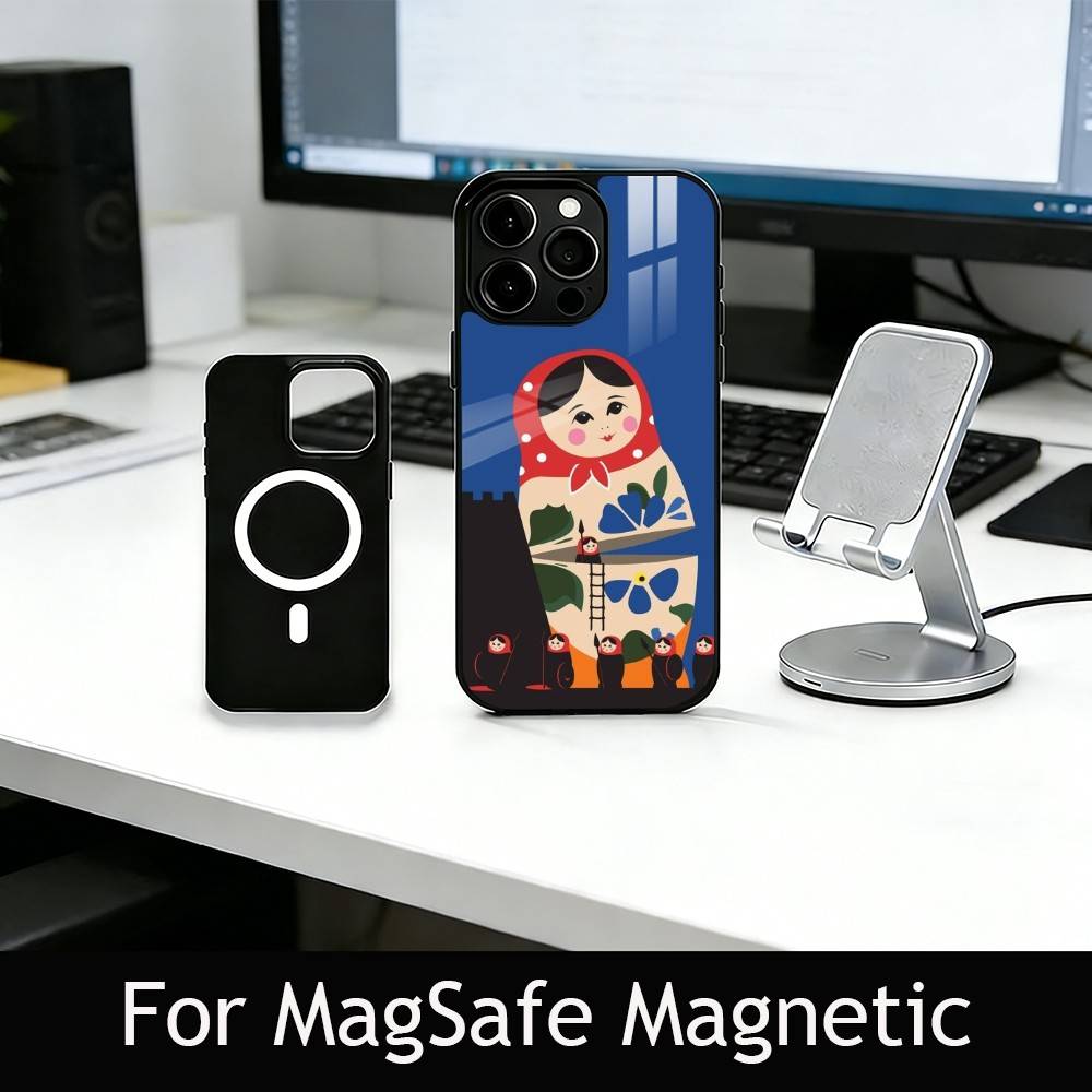 Adorable Russian Folk Art Doll Phone Case For iPhone17,16,15,14,13,12,11 Plus,Pro Magnetic For Magsafe Wireless Charging