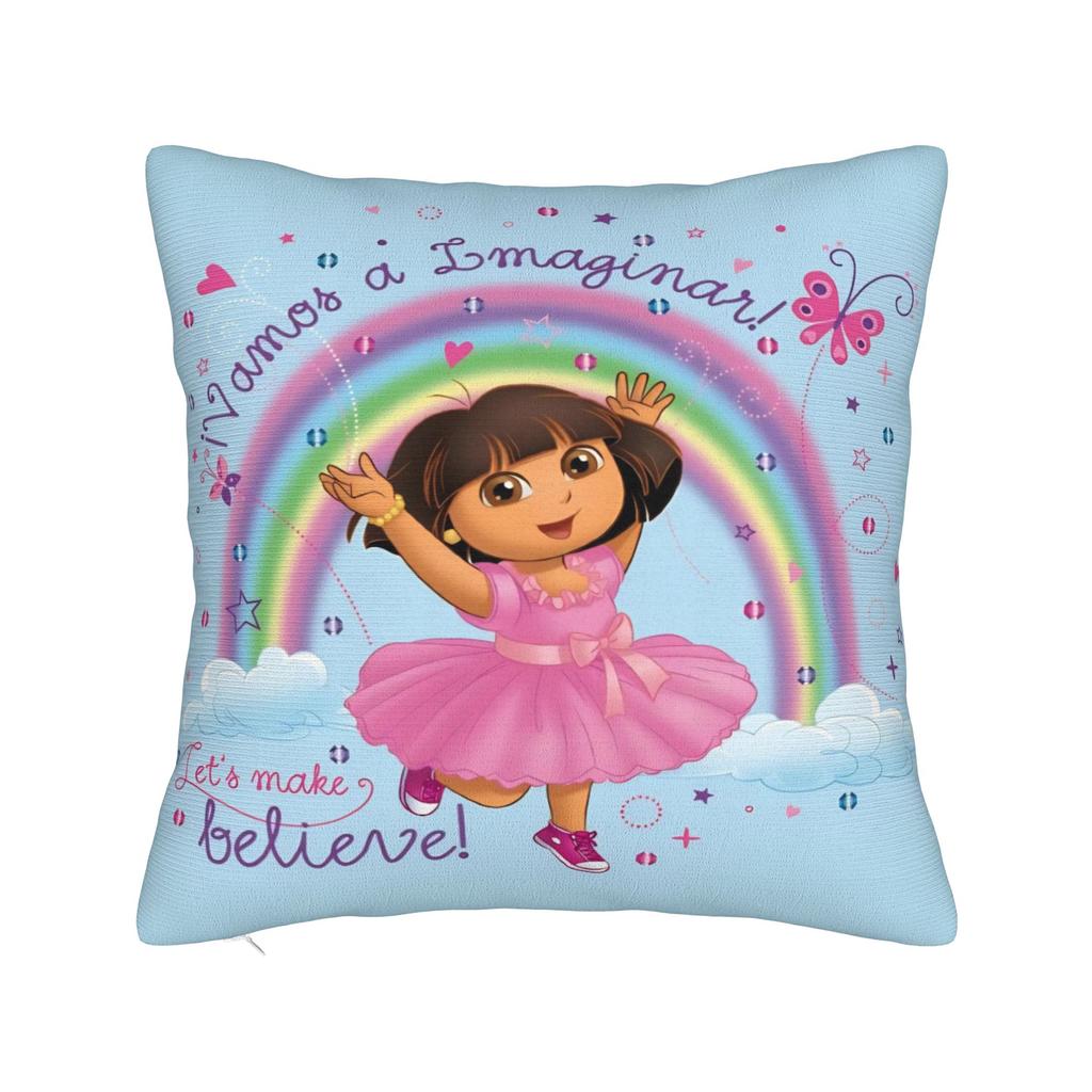 Tecknad D-Dora Utforskaren Äventyr Kuddfodral Bekvämt Kuddfodral för Soffa Sovrum Roliga Kuddfodral