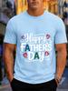 2026 New Arrival 100 Cotton Tshirt Happy Fathers Day Cursive Heart Father Holiday Print Crew Neck Casual Tee