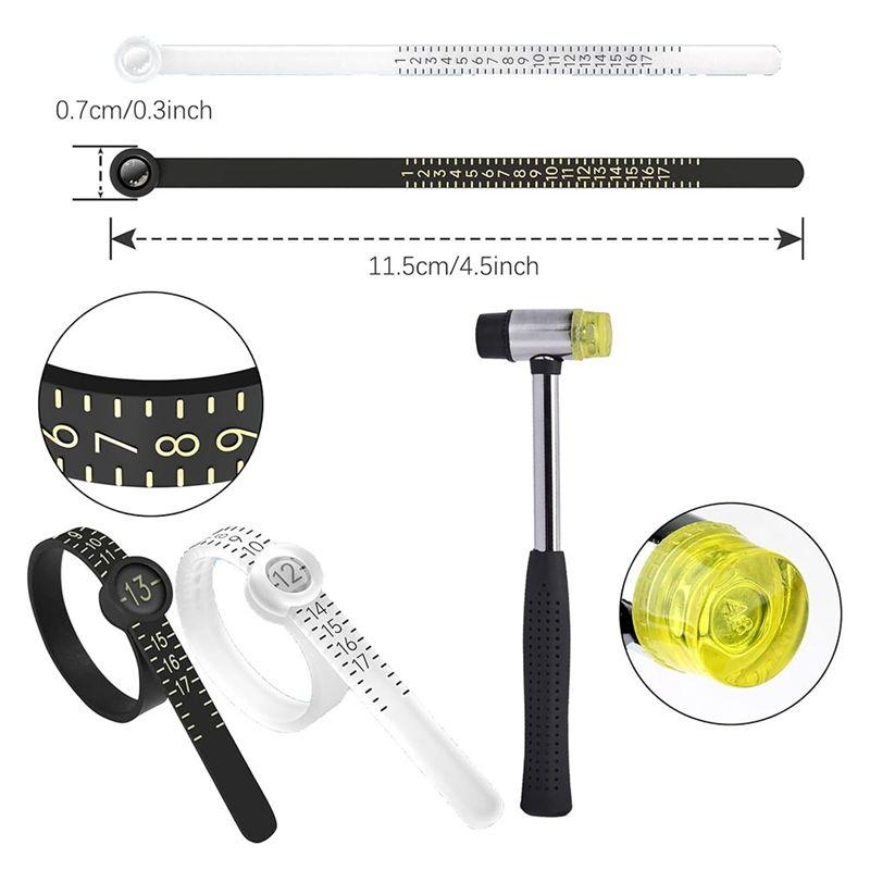 ABWR-Ring Size Measuring Tool Set, Metal Mandrel Ring Sizer Finger Size Rod Wire Wrap Ring Tool Jewelry Making Kit