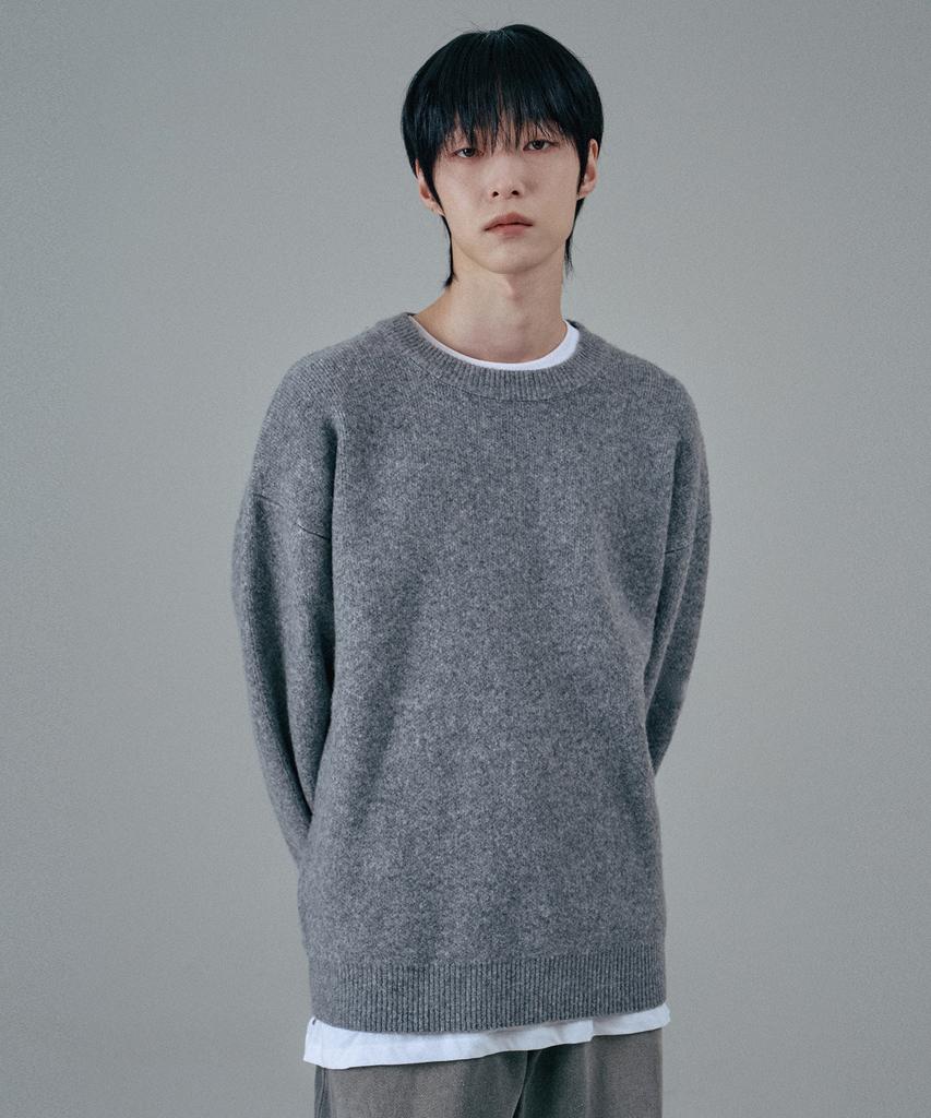 Mubeun Soft Wool Blend Crew Neck Sweatknit Gray