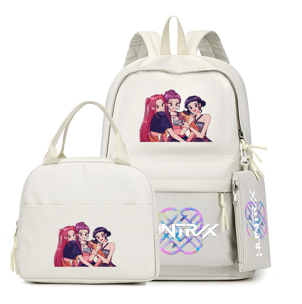 

4Pcs/set Cartoon Anime K-Pop Printed Backpack with Pencil Case Handbag for Teenager Student Boy Girl Bookbag Schoolbag Large Capacity Travel Bag