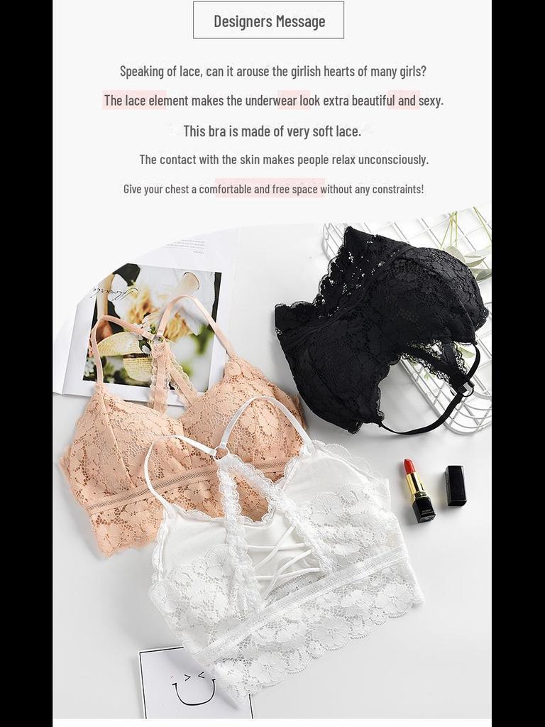 Reizvolles Rückenüberkreuz-Spitzen-Schlauch-Sport-BH - Ohne Bügel