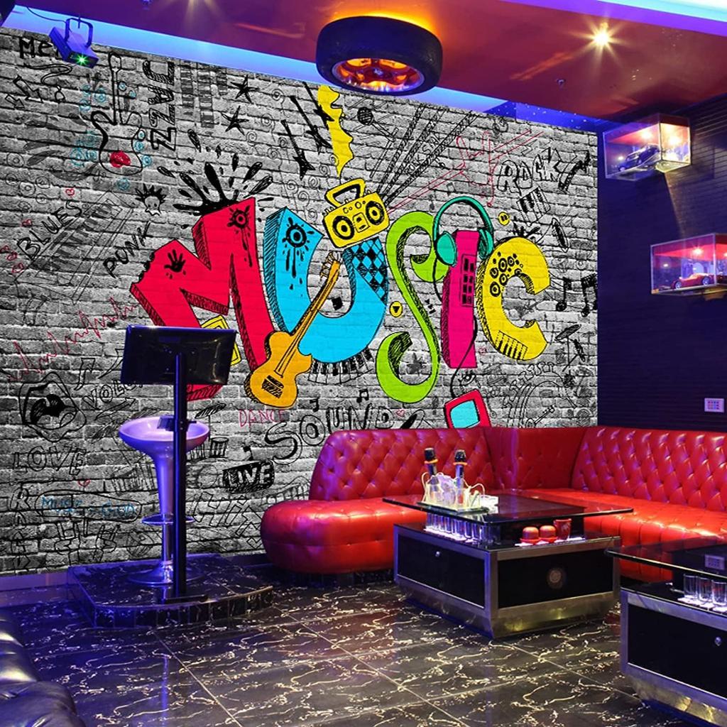 Musical Large Wall Mural Graffiti Wallpaper Abstract Art Graffiti Wall Mural for Kids Room Nursery Bedroom Home Decor Poster Wallpaper