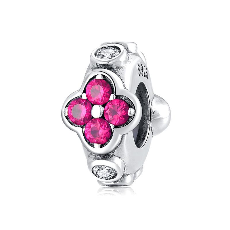 S925 Sterling Silver Beaded Spacer Beaded Diamond Flower Positioning Bead Bracelet Diy Jewelry Accessories