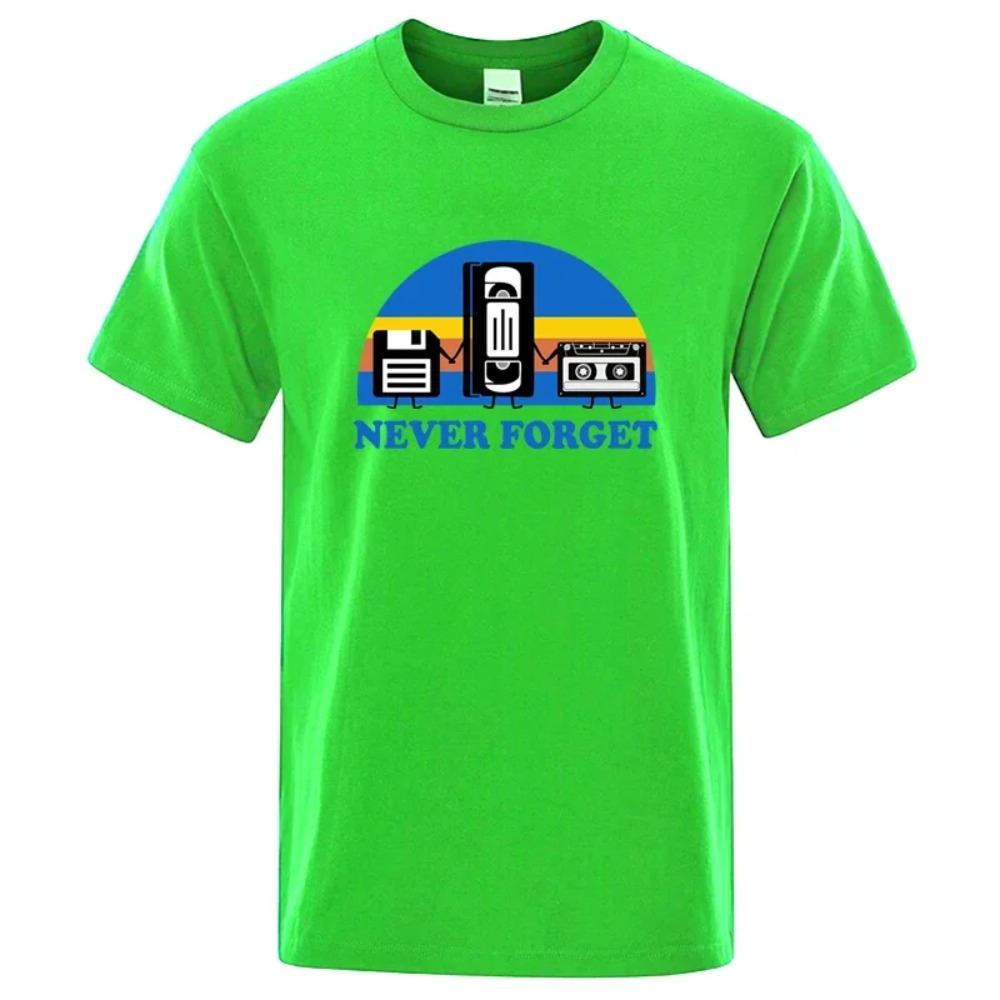 Summer Men's T-shirt Never Forget Sarcastic Graphic Music Funny Printed 100% T-Shirt Loose Male Top Casual Short Sleeve