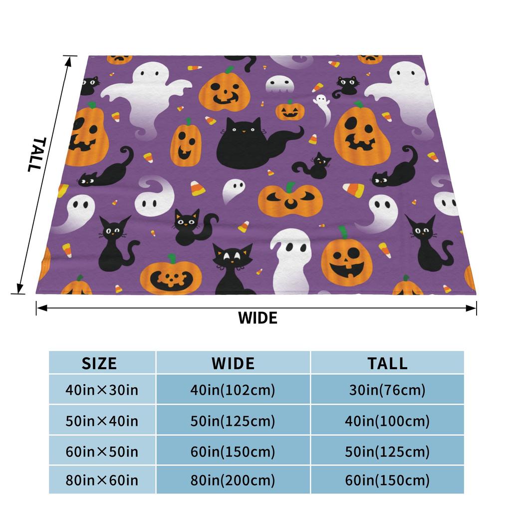 Pink Cute Ghosts Flannel Blankets Halloween Funny Throw Blankets for Home Hotel Sofa 150*125cm Rug Piece
