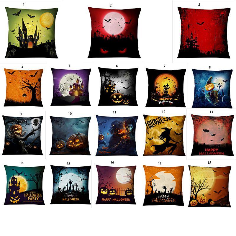 Luxurious Cotton Linen Square Halloween Pattern Throw Pillow Case Cover For A Timeless And Elegant Home Decor
