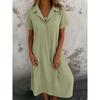 TIFICY Vestiti casual da donna alla moda, estivi e primaverili, tinta unita, a maniche corte, con scollo a V, larghi e con vita ampia