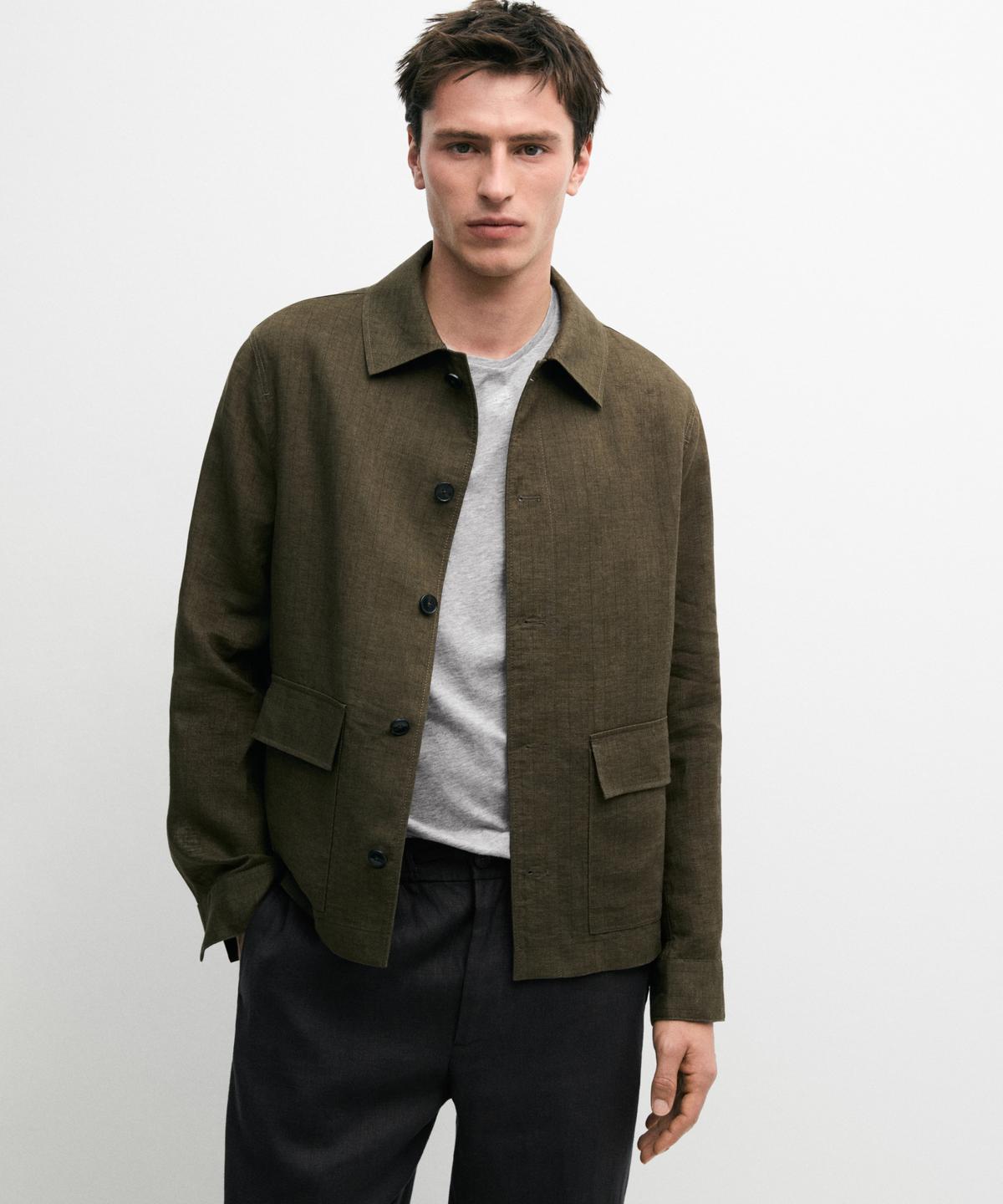 Massimo Dutti 100% Linen Pocket Overshirt