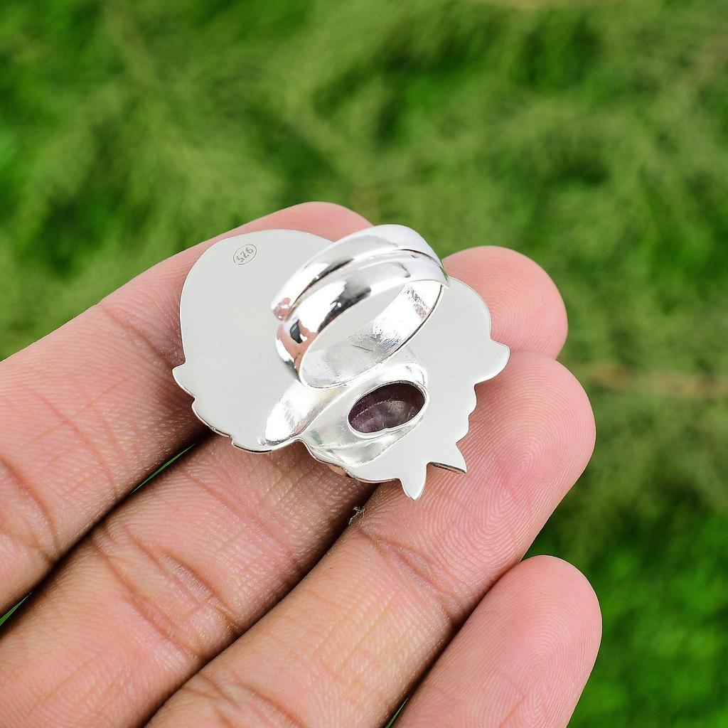 African Amethyst Gemstone 925 Silver Sister Solitaire Birthday Engagement Ring