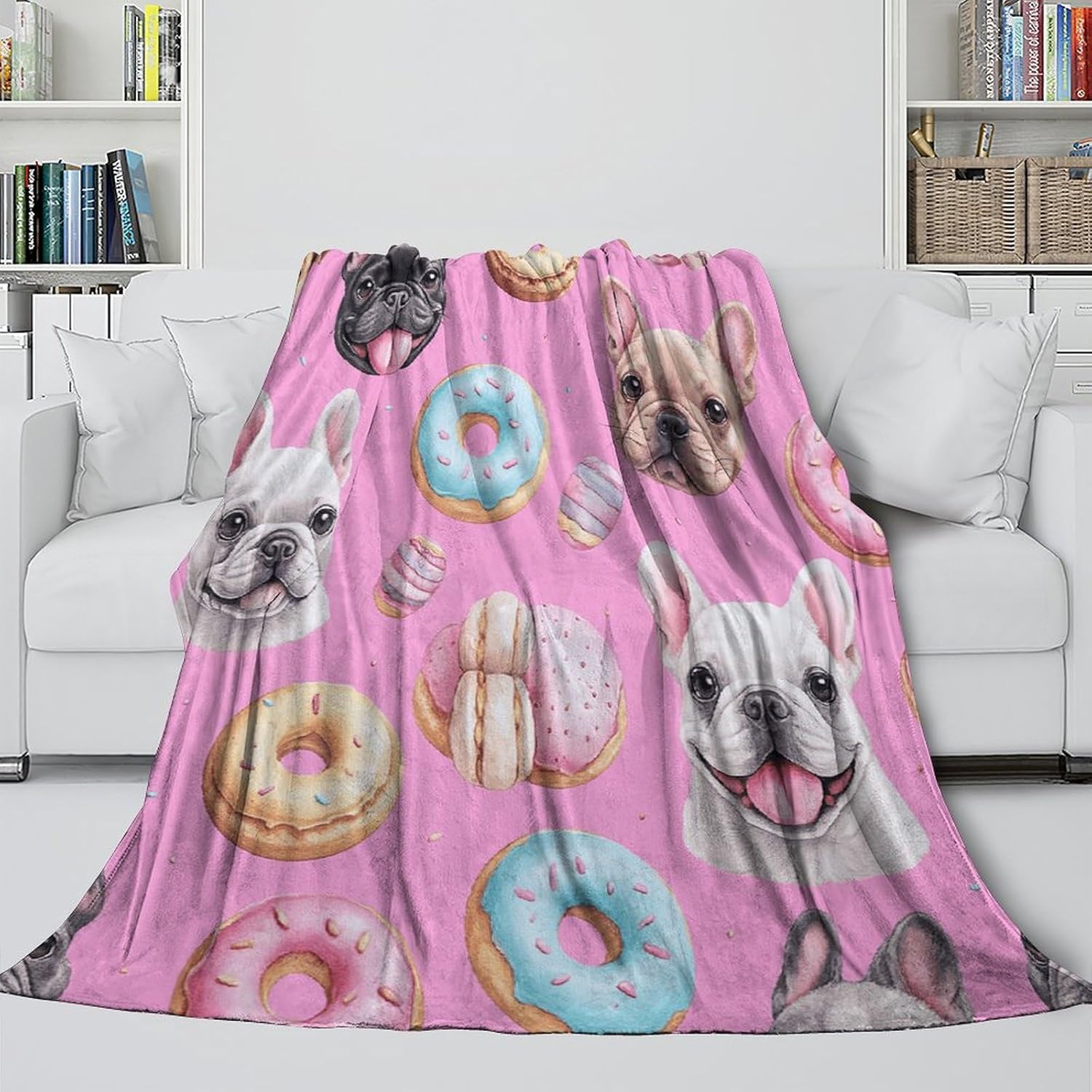

French Bulldog Flannel Fleece Bed Blanket Funny Animal Cute Lovely Pet Throw Blanket Plush Blanket for Bedroom Living Rooms Sofa 75cmx90cm
