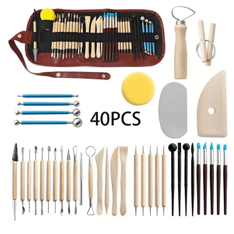 Pottery Modeling Smoothing Tools, 40Pcs Double Sided Air Dry  Clay Carving Tool Set, Pottery Clay Sculpting DIY