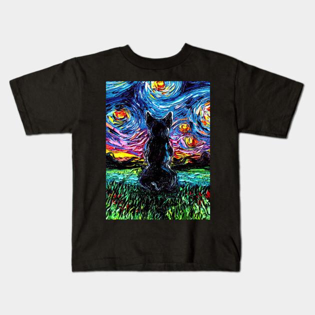Boys Girls Soft Cotton Graphic Tees French Bulldog Starry Night Breathable Daily School Wear Kids T-Shirts