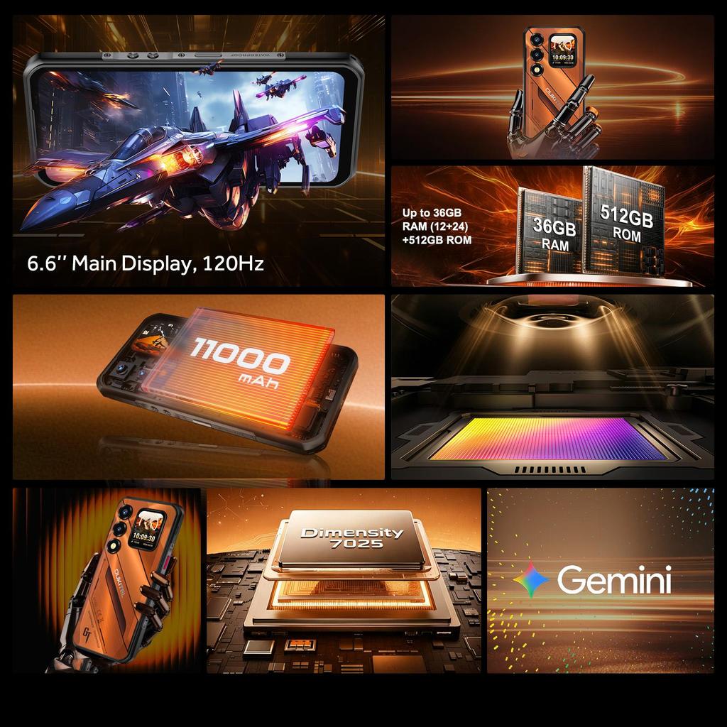 Oukitel WP66 Android 16 Smartphone, 36GB RAM+512GB ROM Smartphone 11000mAh, 6.6" 120Hz HD+ Screen, 32MP Camera