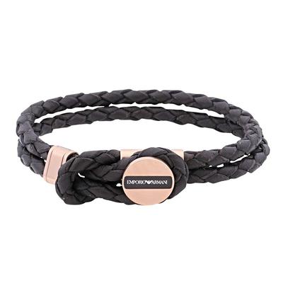 Emporio Armani Stainless Steel X Braided Leather Eagle Logo Bracelet 18cm EGS2177221 [Item]