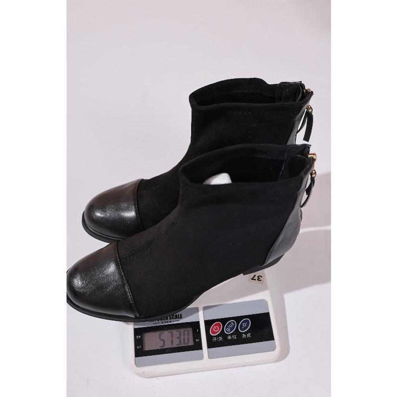 European and American Fashion British Style Short Martin Boots Women's Autumn New Large Size Round Head Rear Zipper Thick Heel Fashion Boots