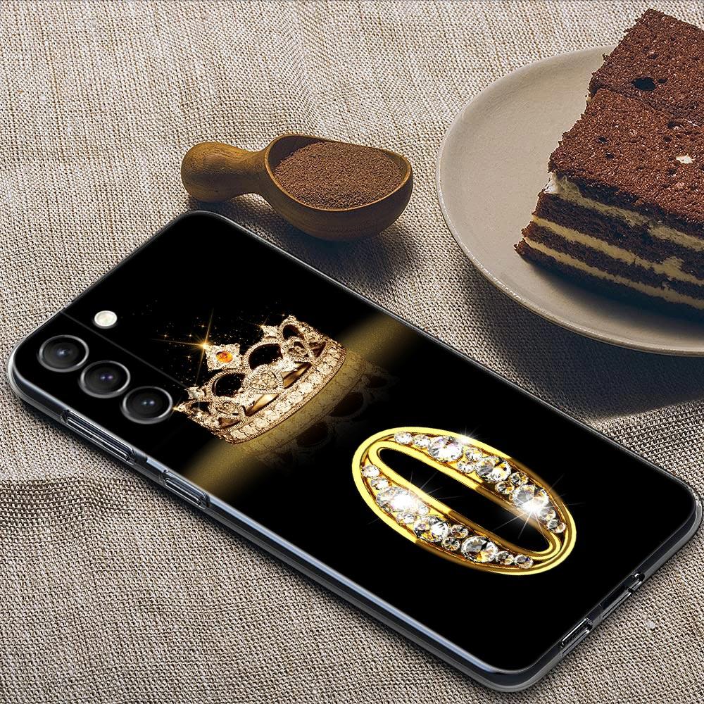 Diamond Crown First Initials Letter N Clear Samsung S24 Ultra Case For Galaxy S21 S20 FE S22 Ultra S23 S24 Plus Cases Soft Cover