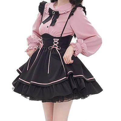 Träger und Dieses Minikleid verfügt über eine Schleife und ein Oberteil mit langen oder kurzen Ärmeln und Perfekt für ein Mori Girl dieses Kleid hat ein Band und ist perfekt