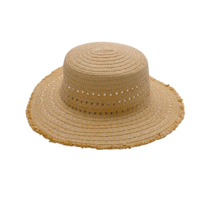 Summer burr straw hat female seaside travel sunshade straw hat hollow flat top hat film hat female