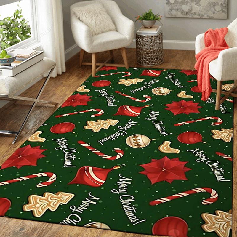 1Pc Christmas Candy Cane Rug Office Carpet Indoor Outdoor Doormat Nonslip Soft And Comfortable Living Room Christmas Halloween Gift D91815