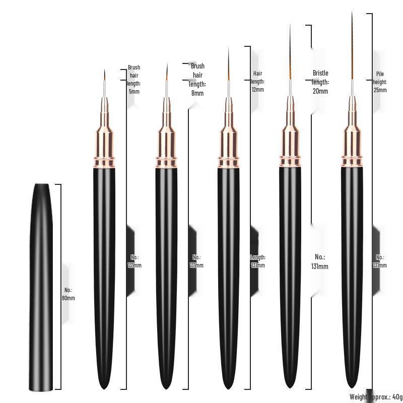 Japanische Nailart Liner Stifte: Set mit 5 Kupferröhrchen zum Zeichnen von Linien, Punkten, Blumen und feinen Details.