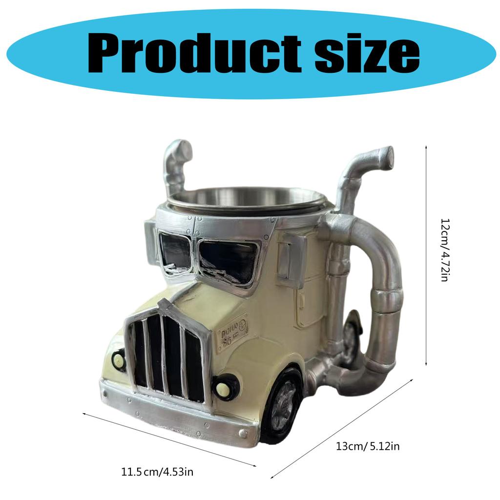 Unique Truck Coffee Mug Handcrafts Resins Semi Truck Shape Coffee Cup for Home Desktop Decoration and Trucker Gift
