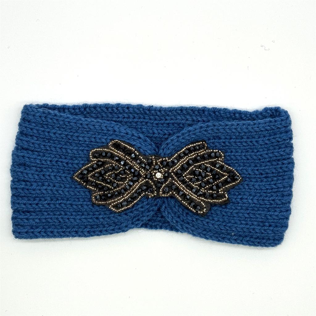 Crystal Beaded Winter Knit Headband Warm Turban Headwrap Hairbands Wool Ear Warmer Headscarf Head Wear Hair Accessories for Women Bandeau Bandanas