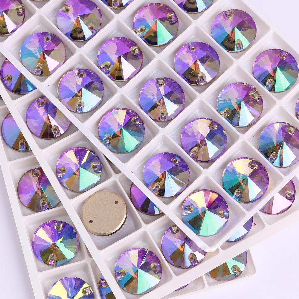 High Quality Rivoli 80+ Colors Rhinestones Crystal AB Sew-on Glass Gems Clothing Flatback Sewing Stones Women Bling Bling Shine
