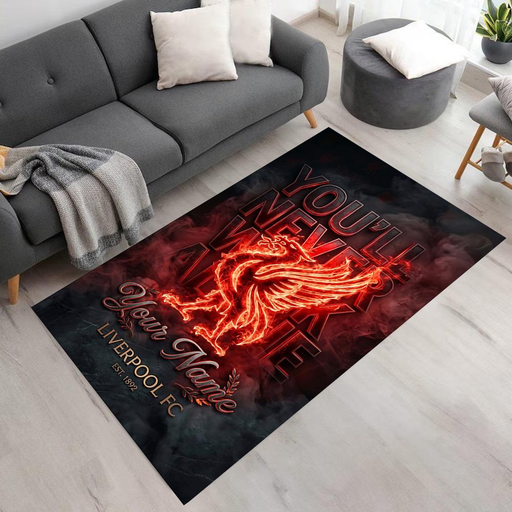 Liverpool Customized Name Area Rug Perfect for Game Room Dining Room Dormitory Decorate Room Anti-slip Rug Decorate Offices Gift for Festivals
