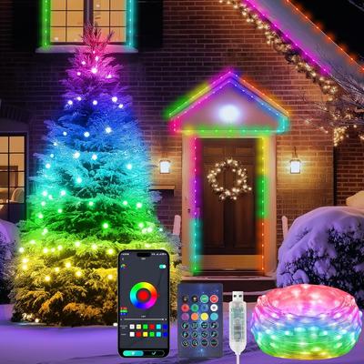 Luci LED USB da 5 m, 10 m, 20 m, 5 V, RGBIC, intelligenti, indirizzabili, per feste, luci di Natale, Bluetooth, LED, ghirlanda, albero di Natale, lampada