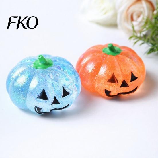Měkké dýňové mačkací hračky 1/4 ks Halloweenská hračka na uvolnění stresu, Usměvavá hlava, Party drobnosti, Průhledná třpytivá hračka na kancelářský stůl pro zmírnění úzkosti, Pomalý odraz