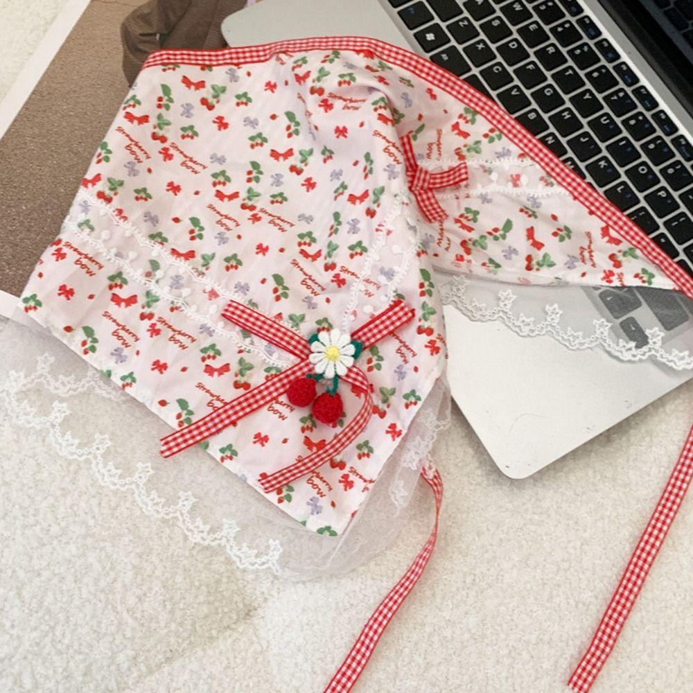 

Bowknot Lace Hair Scarf Printed Bow Triangle Scarf Vintage Triangle Bandana Travel бежевый