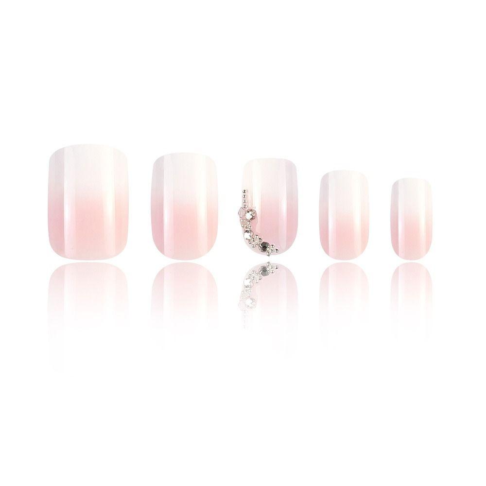 Light Pink Gradient False Nails Long Square Press On Nails New Nail Tips  Women Girls