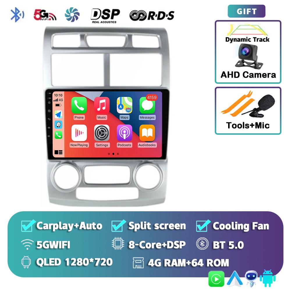 Android 14 Carplay Auto For KIA Sportage 2004 - 2007 Car Radio 4G+WIFI Player Multimedia Stereo 360 Camera Navigation Video GPS