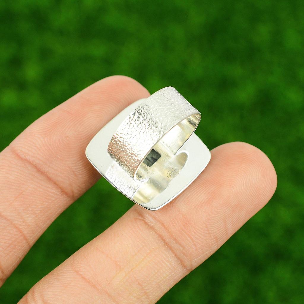 925 Silver Natural Silver Leaf Jasper Mother Elegant Multi Stone Ring Size 7.25