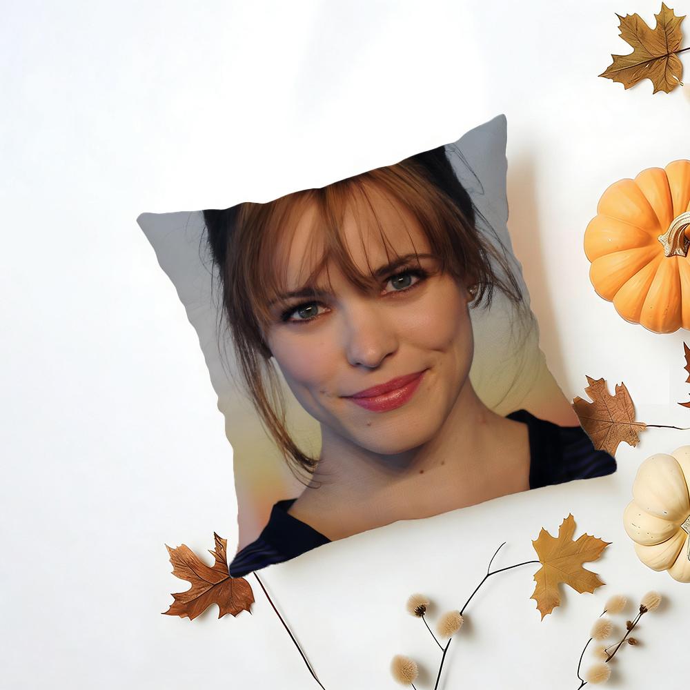 RRachel McAdams Cushion Cover Washable Linen Pillowcase Soft  for Daily Sofa Bed Home Room Decor