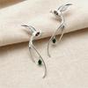 2Pcs High Polished Cold Tone Swallow Zircon Dangle Earrings Lightweight Fashion Women Jewelry for Office Wear