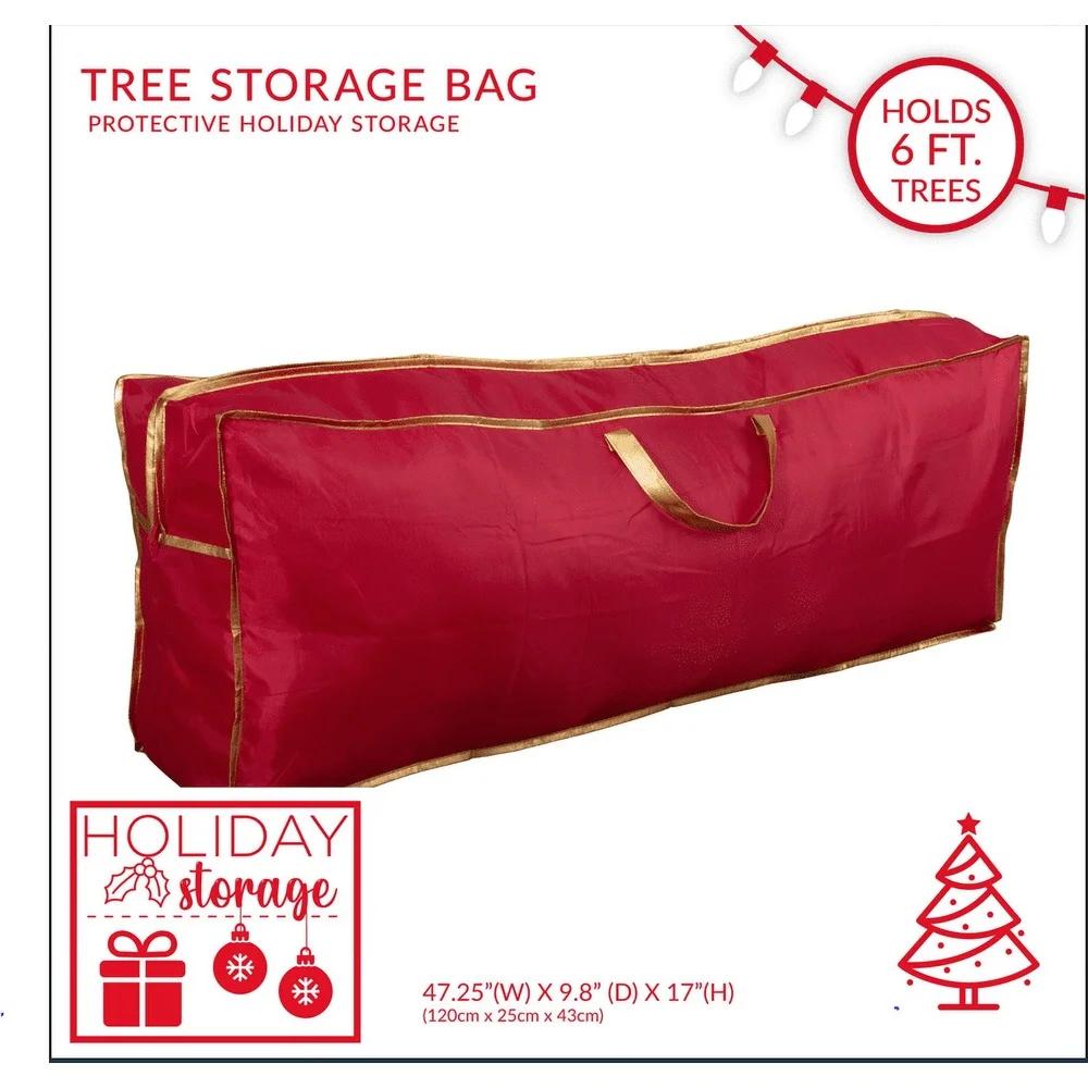 6ft Christmas Tree Storage Bag with Wheels Heavy Duty Handles Zipper Closure Waterproof Dustproof Holiday Decoration Organizer