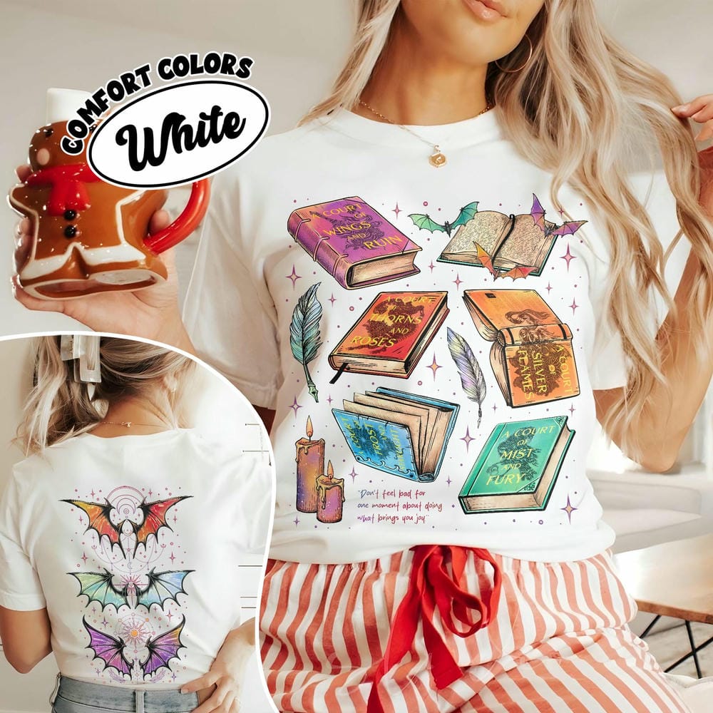 Women Retro Fan Of ACOTAR Series Two Sided Comfort Shirt The Bat Boys Velaris Book Lover Unisex Y2K Top Daily Trendy Streetwear