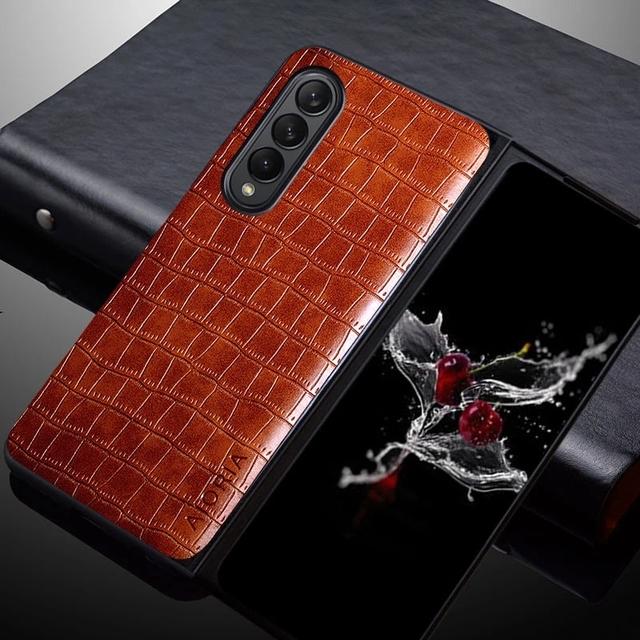 Anti-Fingerprint Luxus Krokodil Ledertasche für Samsung Galaxy Z Fold 3 5g Fold3 Anti-Scratch Handy Abdeckung