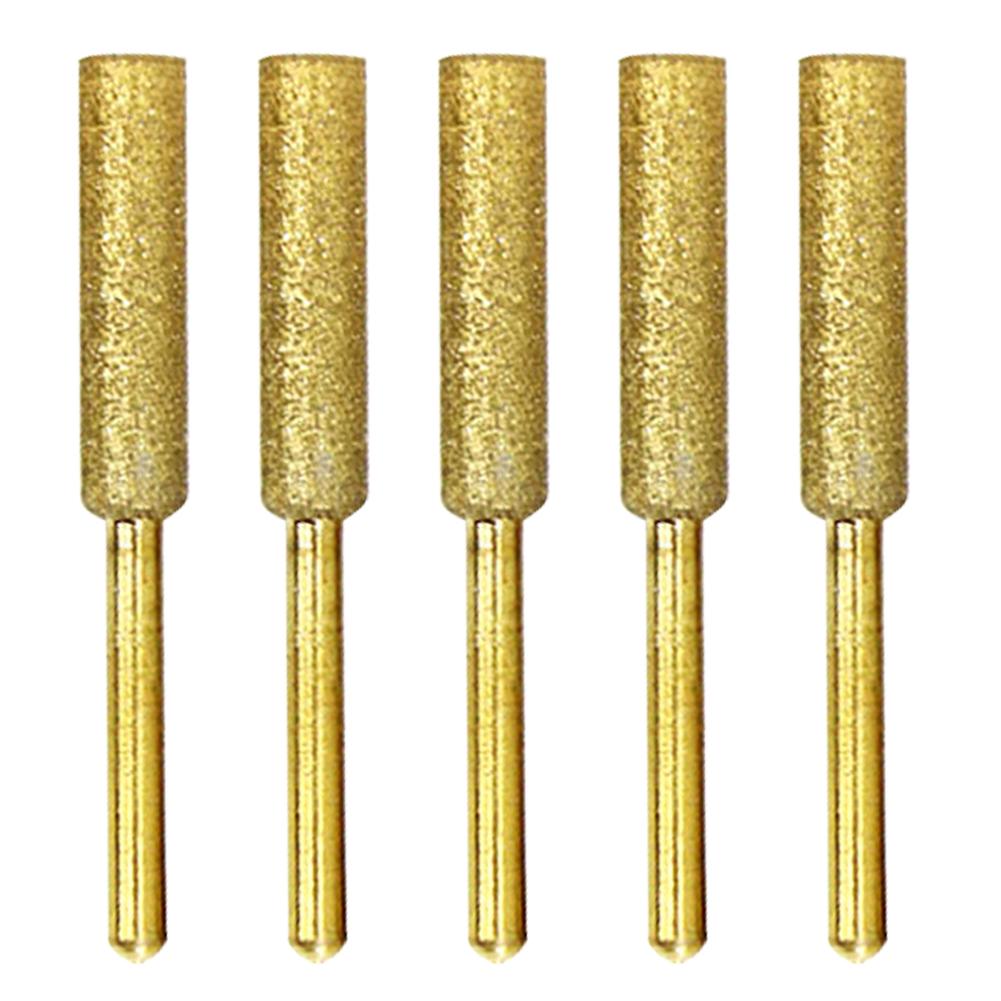 5/10Pcs Diamond Coated Cylindrical Burr 4/4.8/5.5mm Chainsaw Sharpener Stone File Chain Saw Sharpening Carving Grinding Tools