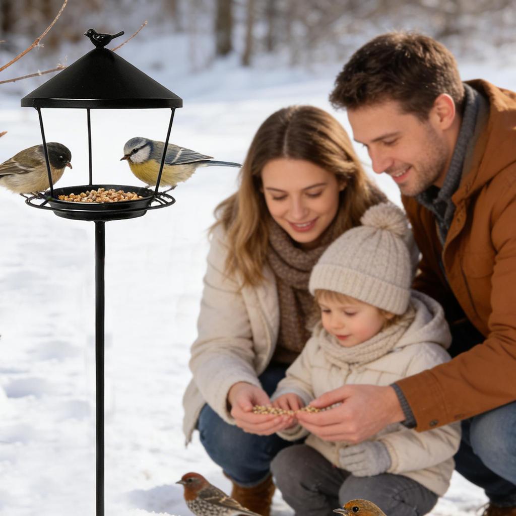 Standing Bird Feeder Anti-Waste Spill Guard Wild Feeding Station Standing Bird Feeder Tray for Garden Patio Courtyard Yard Lawn