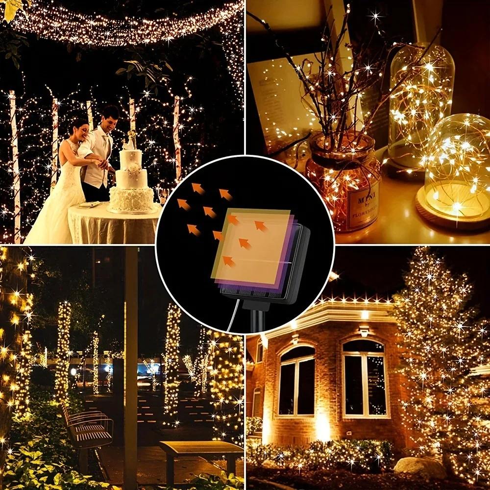 LED Solar Fairy Lights 7/12/22/32M Outdoor Festoon Waterproof Garland String Light For Yard Path Christmas Tree Party Decoration