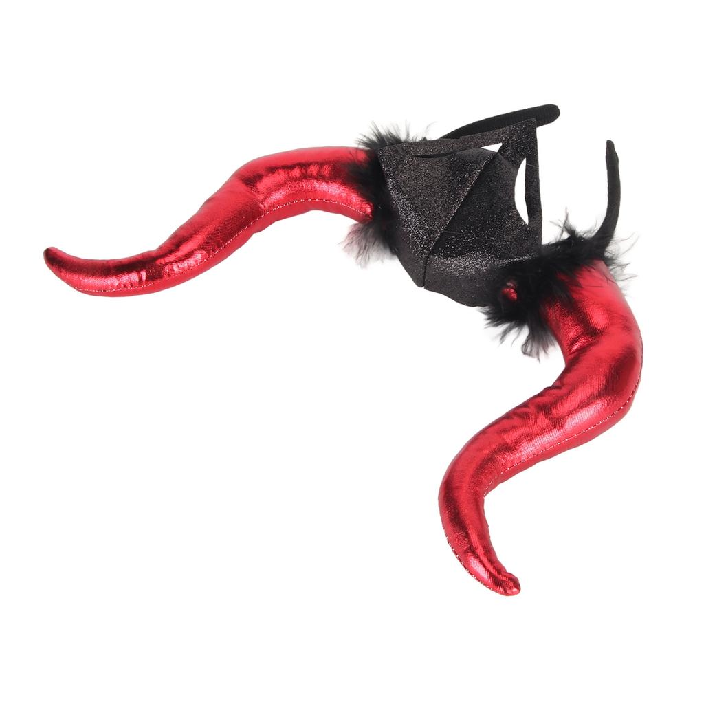 Red Costume Cosplay Ox Horn Headband Unique Funny Halloween Party Horn Hair Hoop Props Hair Accessories
