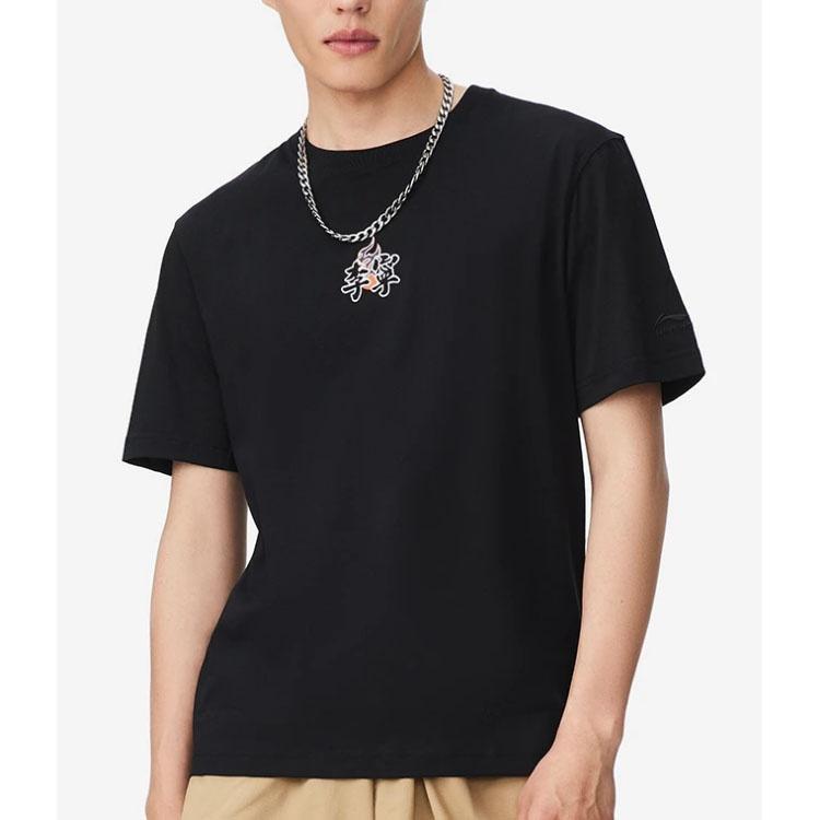 Li-Ning Sports Living Series Logo Embroidered Tee 'Black' Men's AHSS017-1